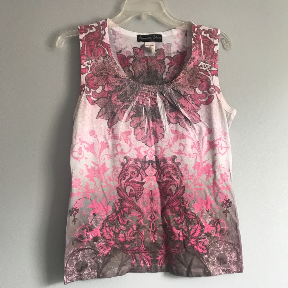 Pink Boho Floral Scrollwork Tank S